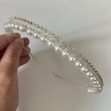 Wedding Silver Pearl Rhinestones Headband  | Bridal Spakly Silver Crystal Hair Band | Bridesmaid Flower Gir Hair Piece | Hair Accessories