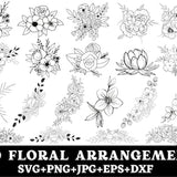 Flowers Svg bundle, Floral Arrangement, Floral Svg, Flower Boarder Svg, Roses Svg, Bouquet Svg,  Peony Svg, Peonies Svg, Cricut, Silhouette