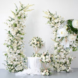 Wedding Archway Artificial Ivory Rose Floral Row,Flower Row Arrrangement Marriage Wedding Pillar Flower,Party Event backdrop,Arbour Flowers