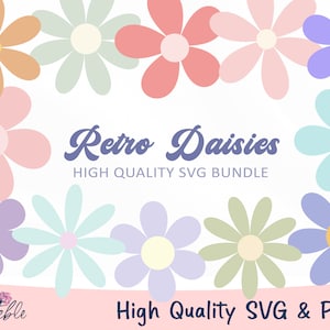 Daisy SVG bundle, Cricut Retro Flower SVG, Daisy PNG, Clipart Cut file for Cricut, Vector Cut file, Spring svg, Summer svg, Retro Clipart