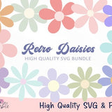 Daisy SVG bundle, Cricut Retro Flower SVG, Daisy PNG, Clipart Cut file for Cricut, Vector Cut file, Spring svg, Summer svg, Retro Clipart