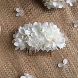 Boho Bridal White Ivory Dried Real Flower Hair Piece, Summer Wedding Romantic Bride Dry Flower Hair Comb, Floral Headpiece