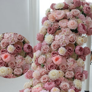 Blush pink artificial rose flower arrangement with layered petals
