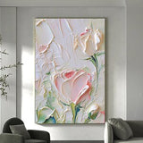 Abstract Blooming Flower Oil Painting On Canvas Gift For Her Living Room Wall Art Textured Wall Art Plants Wall Art 3D Pink Oil Painting