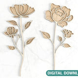 Engraved Flowers for Her, MotherÕs day gift, Valentine day gift laser cut SVG plan, Diy gift Digital Download |#205|