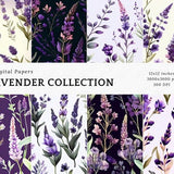 Lavender paper, Purple flowers, Floral paper, Digital paper, Paper pack, Download paper, Digital wallpaper, Instant delivery, Commercial use