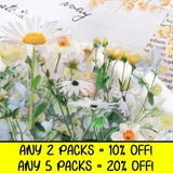 Pack of 40 Floral / Pressed Flowers Stickers - 4 styles! - For Scrapbooks, Diaries, Planners & Journals! | Perfect Gift / Present!