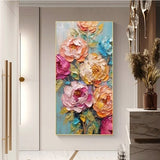 Original Abstract Flower Oil Painting on Canvas, Large Wall Art, Colorful Floral Painting,Minimalist Art,Custom Painting,Living Room Decor