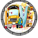 Custom Wording, Energy Bus, Love  Bus Driver Wreath Sign, Pencil, Check Border Wall hanging, Wreath Sign and Attachment.