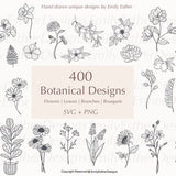 400 Botanical Svg Bundle | Floral Svg | Flower Svg | Botanical Clipart | Flower Clipart | Wildflower svg | lineart svg |commercial use | svg