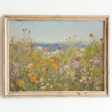 Vintage Wildflower Field Landscape Print | Printable Flower Art | Coastal Vintage 17th century Wall Art | Printable Wall Art Print