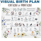 VISUAL BIRTH PLAN ,Birth Plan Printable,Natural Birth Preference Canva Template , Midwife Doula Hospital Birth & Bonus, Birth Plan Template