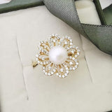 Vintage Floral Design Ring, Pearl Flower Ring, Dainty Solid 14K Gold Ring, Mother of Pearl Ring, Promise Ring, Floral Pearl engagement ring