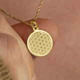 14k Solid Gold Flower of Life Necklace By Demir Uluer - Personalized Flower of life Pendant - Dainty Flower of Life Jewelry - Gift for Her