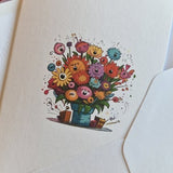 Greeting card. Singing flower bouquet. Card for any occasion. Card for flower lover. A6 greeting card. Handmade greeting card. Free delivery