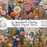 Embroidered Flowers Digital Paper | 3d Flower Pattern | Digital Download | Printable Paper | Floral Digital Paper | Commercial Use
