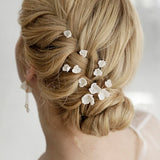 Wedding Flower hair pins Set of 8, Bridal White Flower for Hair, Bridal Floral Hair piece, Floral Hair Clips, Bridal Hair Pins