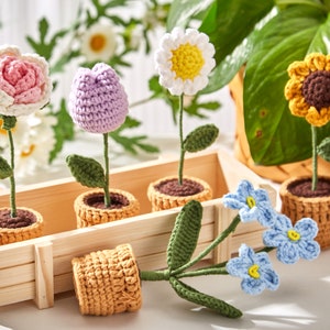 Handmade Crochet Potted Plant Crochet Flower Decoration Knitted Flower Car Decoration Crochet Flower Decoration Crochet Flower Gift for Her