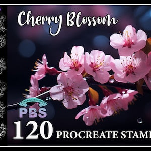 Cherry blossom digital stamp set with pink flower cluster elements