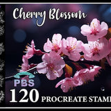 120 Procreate Cherry Blossom Stamps, Cherry Blossom brush for procreate, Flower procreate stamp, instant digital download.