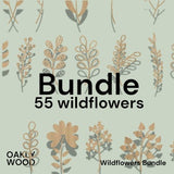 Laser Ready Cut File, Bundle | Wildflowers SVG | 55 different flowers | Wooden bouquet | Digital Glowforge / Cricut | Floral Wedding |