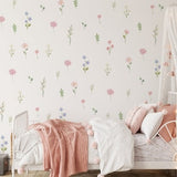 Floral Wall Stickers, Meadow Floral Wall Decal, Wall decor, Boho style wall sticker, Pastel watercolor flower leafs, Botanical wall stickers