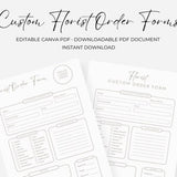Flower Order Form Bundle For Events, Customizable Florist Order Form Templates, Online Floral Management Software