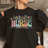 Mother Baby Nurse Sweatshirt, Labor and Delivery Nurse Sweatshirt, Postpartum Nurse, Nurse Appreciation, OB Nurse Sweatshirt Flowers Floral