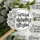 Special Delivery Daisy Frame Sticker©, Thank You Sticker, Small Shop, Small Business, Spring Flower, Shipping Supplies, Daisy Sticker