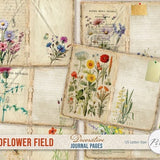 Junk Journal, Wildflowers, Decorative Grungy Journal Pages, Flowers, Spring / Summer Printable Digital Download, Scrapbook, Digi Kit