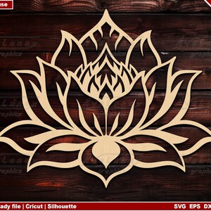 Gold lotus flower mandala SVG with symmetrical petals and inner flame detail