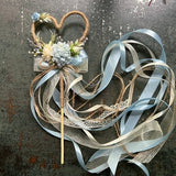 Dusty blue flower girl wand Magic wand Butterfly Wand flower wand fairy wand princess wand light blue ribbon wand wedding accessories