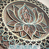 Lotus Flower Mandala SVG DXF, 3D layer Flower Mandala SVG, Multi layer Lotus Mandala, Laser cut Yoga Mandala Svg, Layered Lotus Flower - M12