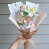 Crochet Flowers Bouquet Handmade, Finished Product, Rose,Tulip for Anniversary, Birthday,Graduation, girlfriend mother love forever mom gift