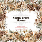 Neutral Boho Watercolor Flowers Clipart, Floral Clipart Bundle, Spring Flowers - PNG Bouquets and Elements, Commercial Use, Digital Art