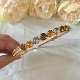 Gold and Champagne Crystal Hairband | Gold Wedding Hair Band | Gold and Champage Hairband  For Wedding | Gold And Champagne Wedding Headband