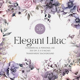 59 Purple Lilac Flowers PNG, Watercolor Floral Clipart Bouquets, Elements, Premade Clipart, Commercial Use, Digital Clipart PNG - Flowers