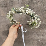 Baby's Breath Crown Dried Flower Crown brunt White  bridesmaid Crowns