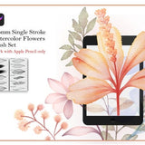 Glomm Single-Stroke Watercolor Flowers Brush Set (Commercial license included)