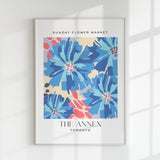 Toronto Flower Market Poster, Annex Poster, Retro Blue Flower Printable, Digital Wall Prints, Toronto Housewarming Gift Download