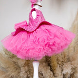 Hot Pink Baby Birthday Dress, Ready To Ship, Tutu Sparkling Flower Girl Dress, Size 12-18, Special Occasion Dress, Delivery From USA