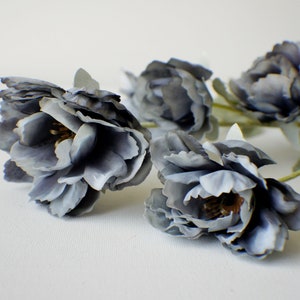 Dark gray artificial peony flowers with layered petals