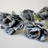 Dark Gray peony steam, Dark Gray Rose Silk Artificial Flowers, DIY wedding flowers, Floral stems, Flower Bunch, Home Accents, Center Piece