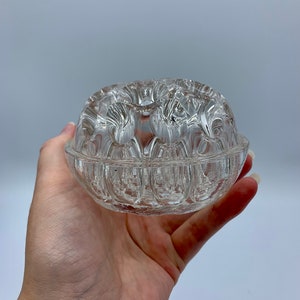 Vintage domed clear art glass flower frog pencil holder with textured ridges