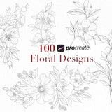 Procreate flower stamp, garden flowers brush set