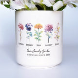 Mother's Day Gift, Birth Month Flower Personalized Outdoor Flower Pot or Vase, Personalized Gift for Her, Grandma or Mom Gift, LARGE Size