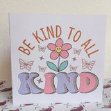 Mental Health Be Kind To All Kind Handmade Card Suicide Prevention Rainbow Positive Affirmation Self Love Friendship Glitter Free Delivery