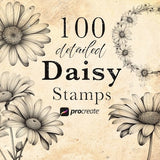 Daisy Flower Procreate Stamp Brushes | Daisies Blossom Stamps | April Birth Flower Brushes | Tattoo Stamps | Botanical Stamps |