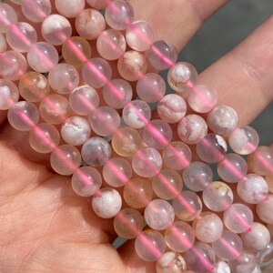 6mm Natural Polished Flower Agate Beads - Natural Color - Full Strand - 15" - Smooth