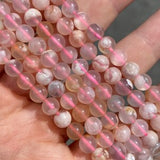 6mm Natural Polished Flower Agate Beads - Natural Color - Full Strand - 15" - Smooth